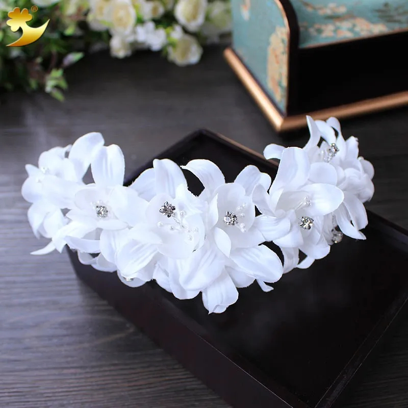 XinYun модный белый корейский Свадебный головной убор цветок невесты аксессуары для волос свадебный стиль Свадебные украшения головная повязка 89096