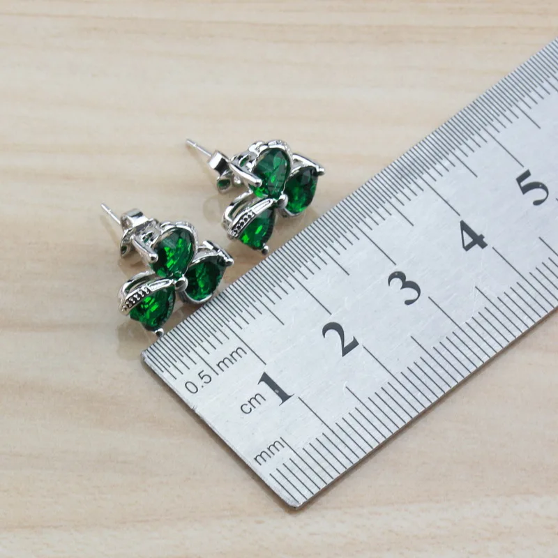 Благородный зеленый циркон цветок Ювелирные наборы серьги из серебра 925/ожерелье/браслет/кольцо для женщин модный костюм аксессуары