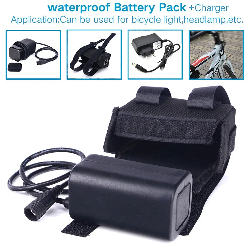 Waterproof LED Bike Light Battery Pack + Charger for bike accessories