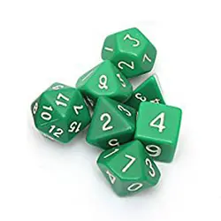 Комплект 7 шт. Игральная кость die D4 ~ D20 для игр Подземелья и Драконы RPG Подземелья и Драконы D & d зеленый