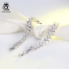 Orsa Jewels женский теннисный браслет 35 шт. AAA Сияющий кубический цирконий серебряный цвет изысканные браслеты для женщин ювелирные изделия AAOB16