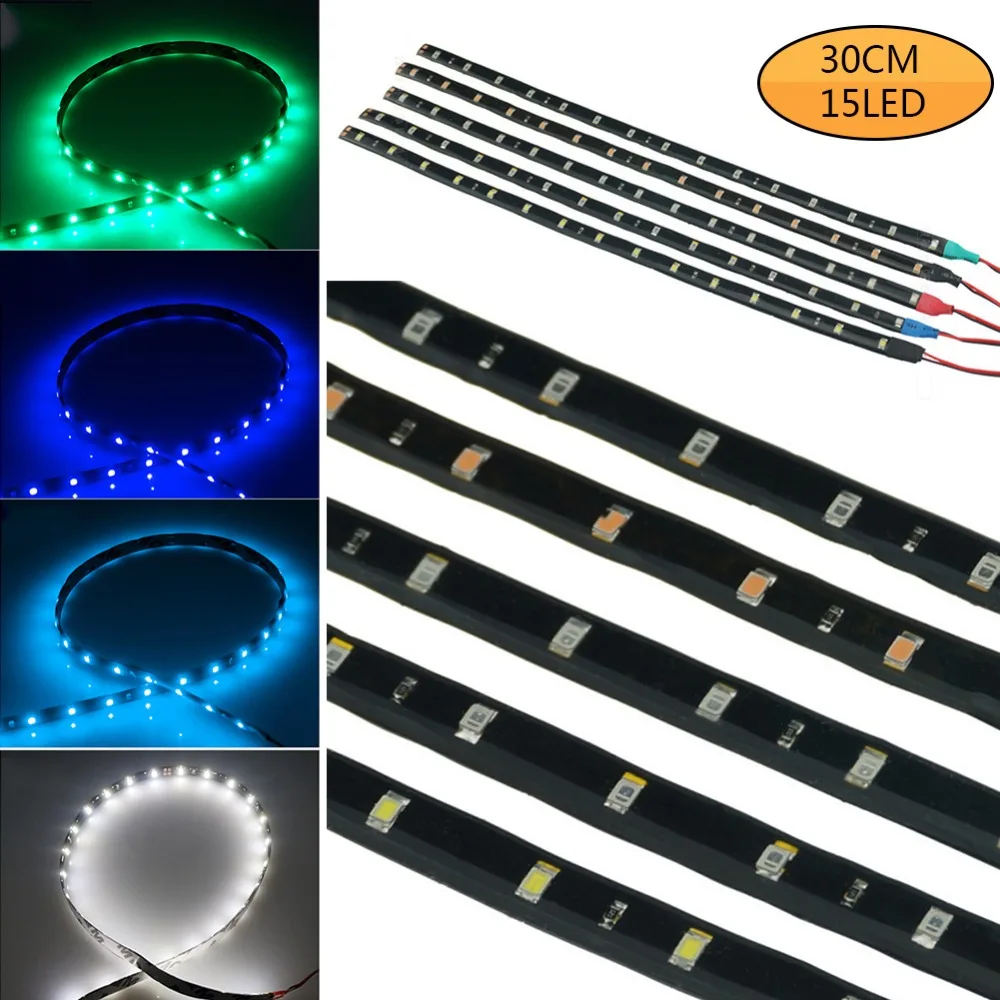 1/2 шт супер яркий 30 см 3528 SMD 15 светодиодный гибкий неоновый DIY домашний Автомобильный светодиодный светильник водонепроницаемый DC 12 В