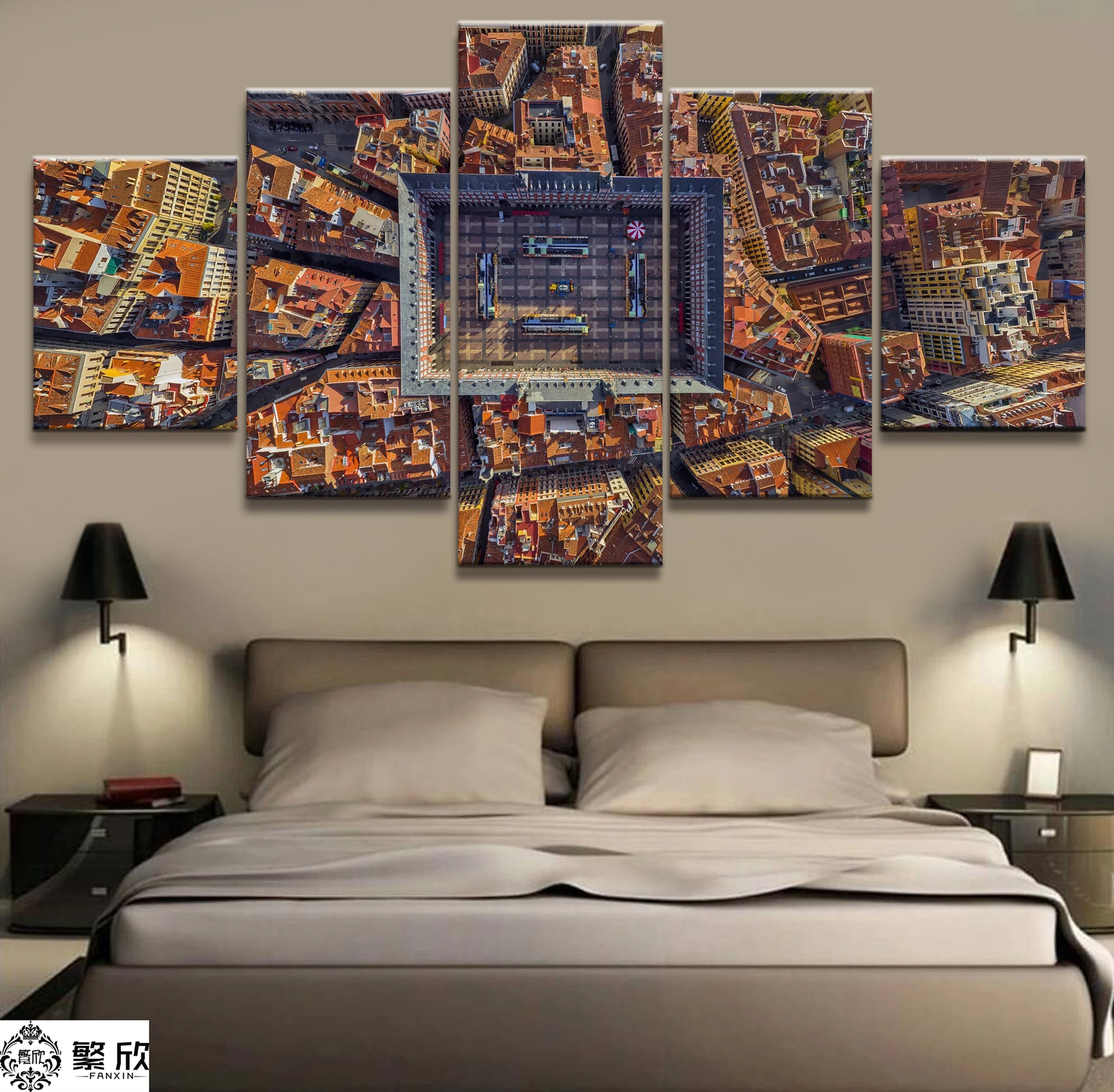 

Hot Sales Without Frame 5 Panels Picture Overlook the City God's Perspective Painting Artwork Wall Art Canvas Painting Wholesale