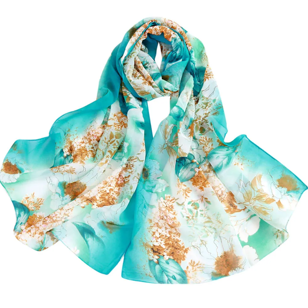 Fashion Women floral Lotus Printing Long Soft Wrap Scarf Ladies Shawl