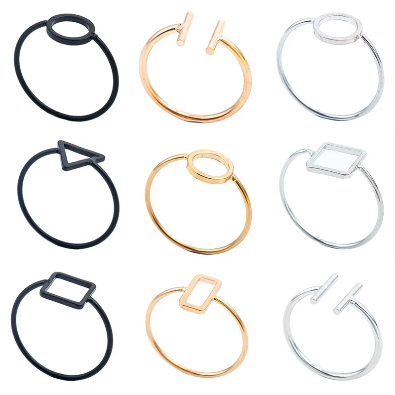 

Fashion Simplicity Rings Round Triangle Rectangle Geometric For Women Silver Gold Color Finger Jewelry Party Gifts