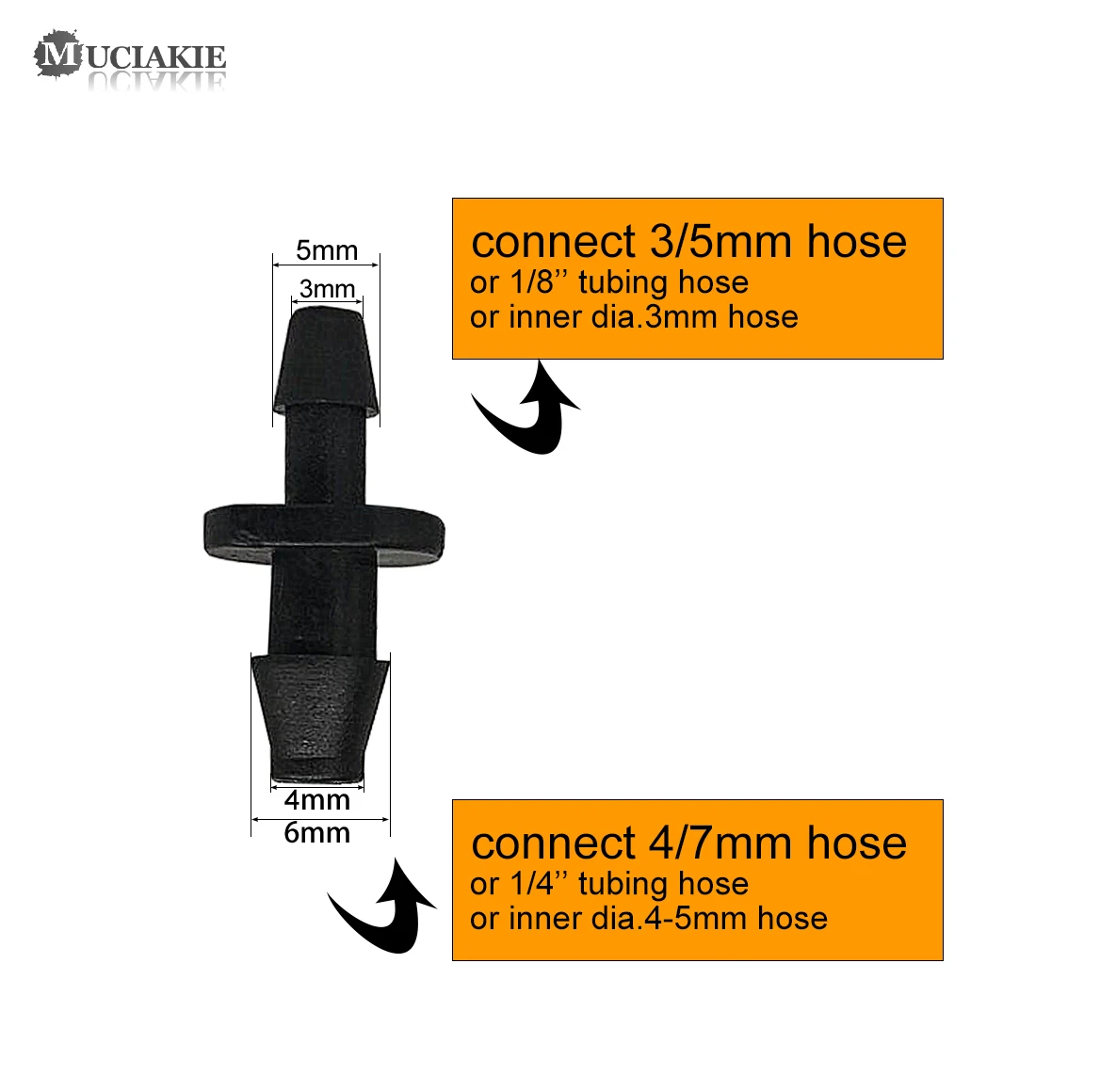 MUCIAKIE 30 шт. 1/4 ''до 1/8'' снижение равных Barb разъемы 4/7 мм-3/5 мм снижение микро орошения сада прямой переходник