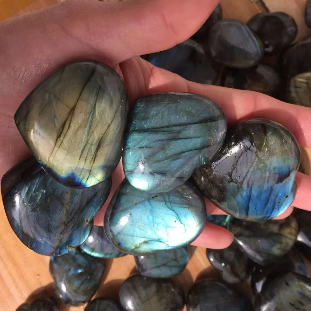 

5pcs 100% natural heavy flash labradorite Crystal gemstone heart Metaphysical chakra Healing stone for jewelry making