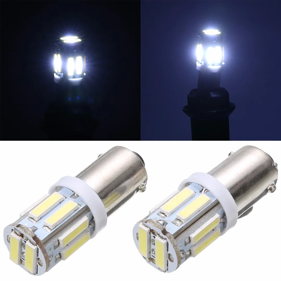 2PCS 1156 Car Turn Signal Light BA9S 7020 10 SMD LED DC 12V 1W White 6000K Lamp High Power Car Side Light Bulb