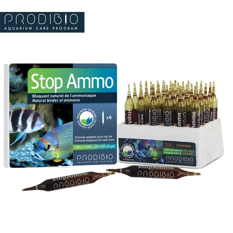 PRODIBIO Stop Ammo натуральный Блиндер аммиака уменьшает производство нитритов в аквариумах - Цвет: STOP AMMO