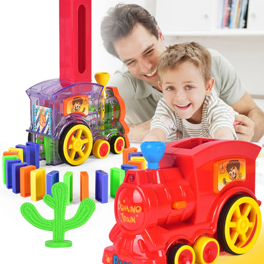 Новое поступление игровой набор домино поезд автоматический поезд с 60 красочными блоками домино DIY игрушки подарок для детей