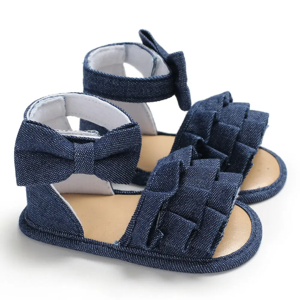 Модные сандалии на мягкой подошве для маленьких девочек; летняя обувь для малышей; сандалии с бантом