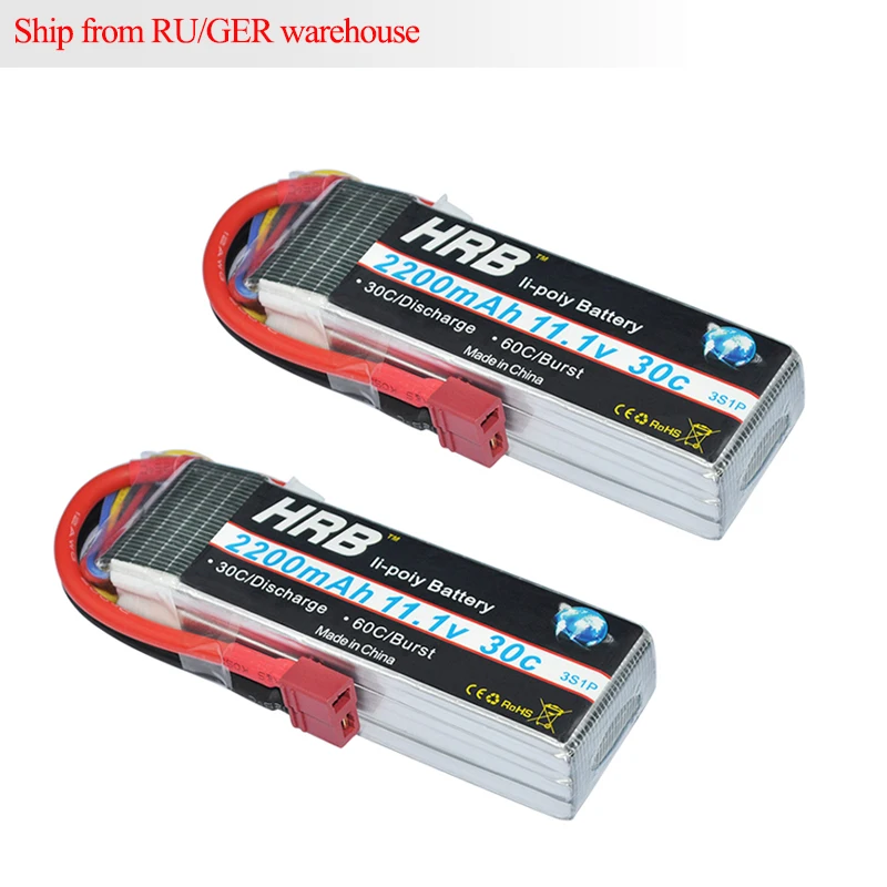 2 шт. HRB Lipo 3S батарея 11,1 v 2200mAh 30C MAX 60C RC Bateria AKKU для Trex-450 с фиксированным крылом RC вертолет автомобиль Лодка Квадрокоптер