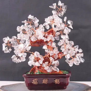 

Free Shipping 150X180X80MM Natural Stone Beads White Crystal Crafts Wealth inviting Good Luck Tree 1Pcs N108