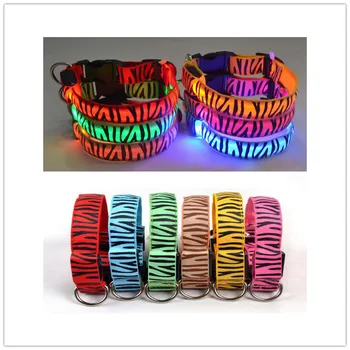 

PD27 Nylon LED Pet Dog Collar Night Safety Flashing Glow In The Dark Led light Luminous USB Rechargeable & Battery version