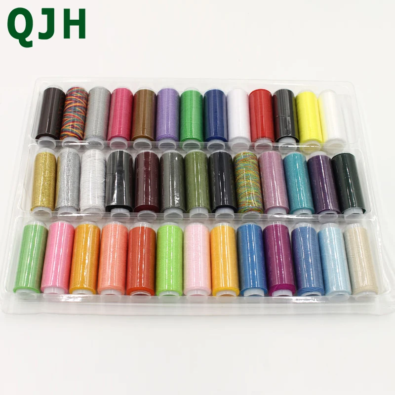 

Hot 39 roll / lot, 200yards / roll, color mixed yarn DIY Hand Sewing Thread/ Sewing Machine embroidery industrial wholesale