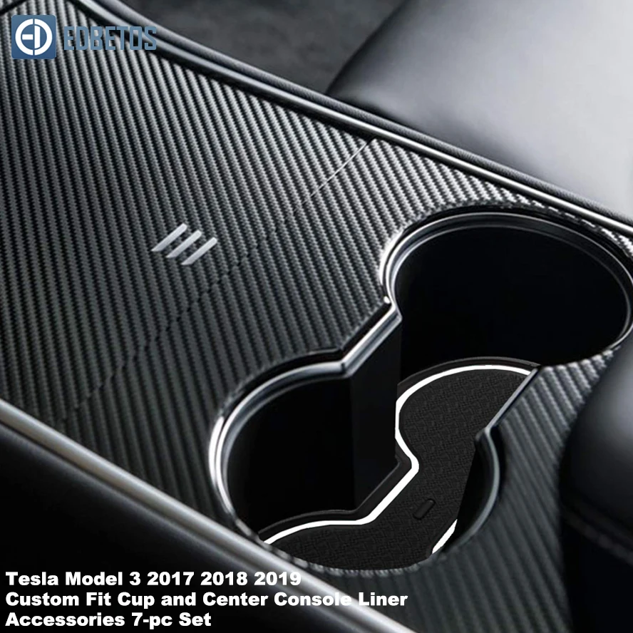 

For Tesla Model 3 Anti Slip Gate Slot Pad For Tesla Model 3 Door Groove Mat Black Red Tesla Pad Cup Holder Console Car Mat
