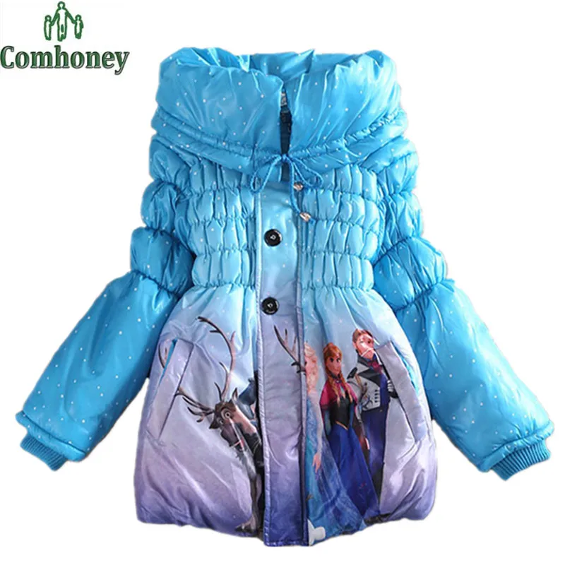 

Girls Coat Winter Jacket Snow Queen Down Parkas Cotton-padded Clothes Children Winter Coat For Girls Thick Long Cotton Outerwear
