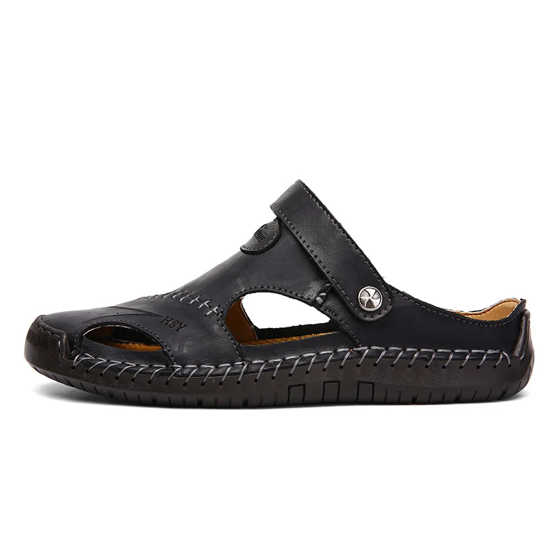 2019 Genuine Leather Men Sandals Shoes Summer Leisure Beach Men's Sandals High Quality Sandals Slippers Bohemia Big Size 38-48