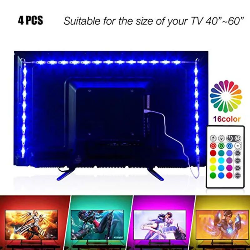 Smart Led Strip Lights for 40 60in TV, USB LED TV Backlight Kit with
