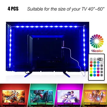 

Smart Led Strip Lights for 40-60in TV, USB LED TV Backlight Kit with Remote - 16 Color 5050 Leds Bias Lighting for HDTV FR002