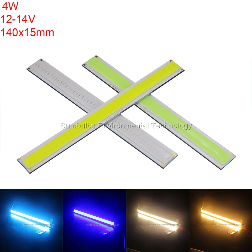 

SUMBULBS 140x15mm 4W LED Strip COB Bulb Lamp for DIY Blue Warm Cold White 140MM DC 12V Bar Lights For Day Time Running Lamp