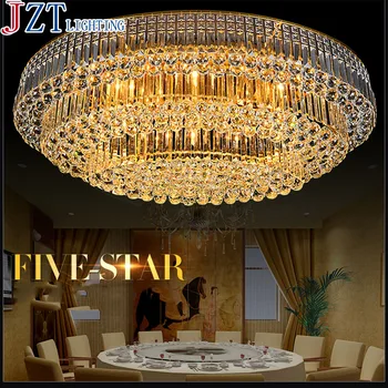 

Z Modern Luxury Golden Oval Crystal Led Ceiling Lamp 7 Different Color Lights Home Lighting L120*W80*H45cm for Dining room Lobby