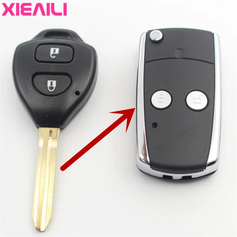XIEAILI OEM 2 кнопочный модифицированный раскладной складной чехол для ключа с дистанционным управлением Toyota