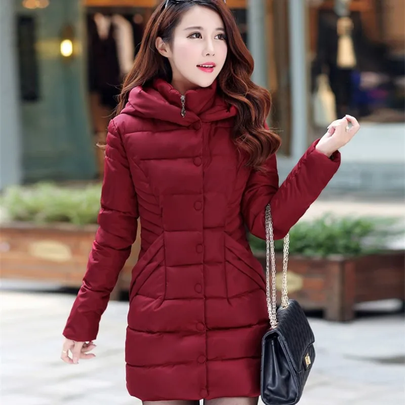 Зимний пуховик для женщин, толстая хлопковая парка для девушек, тонкая теплая куртка, новая мода, большие размеры, женские пальто с капюшоном MF002 - Цвет: 001
