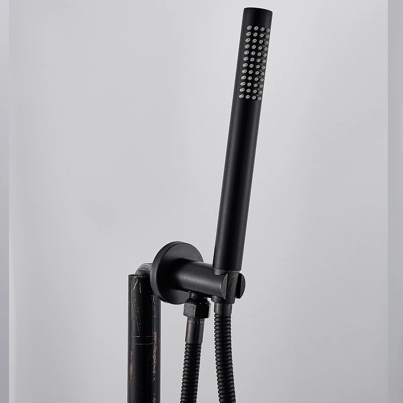 quyanre wanfan blacl bronze floor standing faucet wall mounte concealed hot cold water mixer tap with handshower dual way shower faucet mixer tap with floor standing faucet2