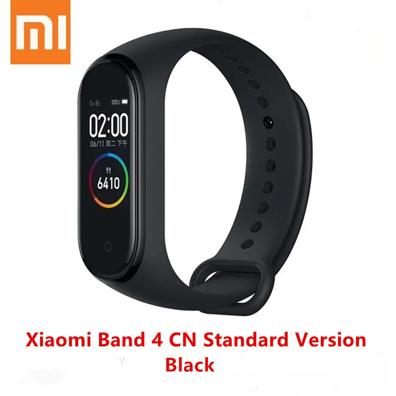 Xiaomi Mi band 4 smart AI фитнес-трекер для измерения сердечного ритма 50 м водонепроницаемый сенсорный цветной экран Bluetooth 5,0 браслет - Цвет: band4 CN version Bla