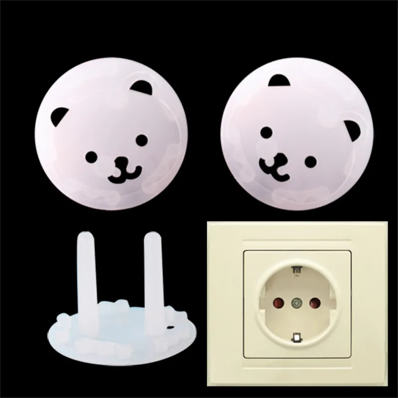 10Pcs/Set Bear EU Power Socket Electrical Outlet Cover Protection Children Baby Safety Anti Electric Shock Plugs Protector Cover