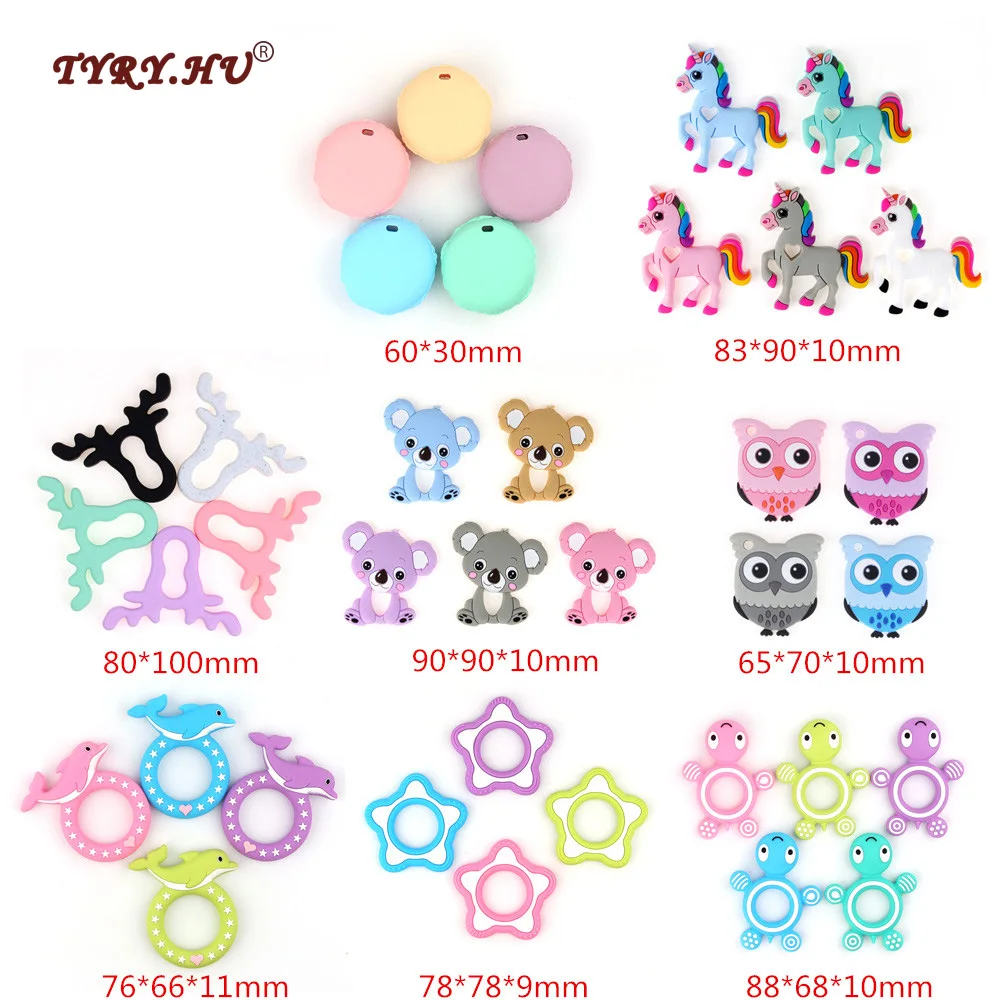 

TYRY.HU 5PC Silicone Owl Pendant Necklace Animal Silicone Beads Charm Pendant Baby Teething Toys BPA Free Beads & Jewelry Making