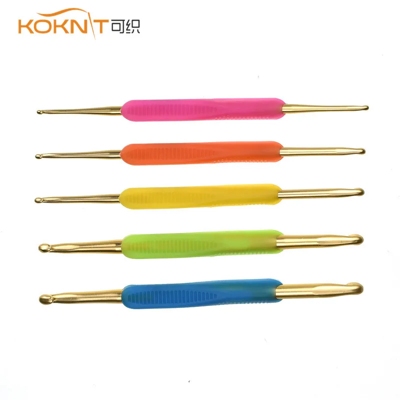 KOKNIT силиконовой ручкой Золотая двойная линия набор крючков для 2,0-10,0 мм Вязание иглы ткань ремесло 5 шт./компл
