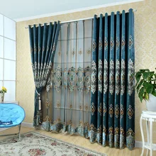 European luxury velvet chenille font b curtains b font embroidered chiffon bedroom restaurant shade decorative font
