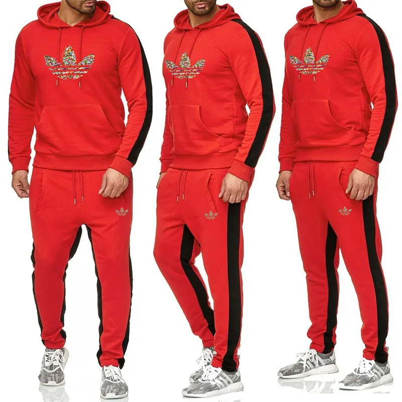 

Casual sportswear men's sports two-piece sportswear men's clothes print hooded hoodie jacket + pants track and field clothing me
