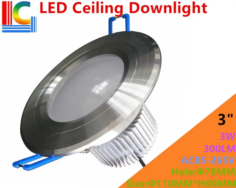 Ультра-яркий 3 В. 3 Вт Downlight AC85-265V 110 В 220 В высокое Мощность встраиваемый потолочный светильник ce Spotlight для домашнего освещения