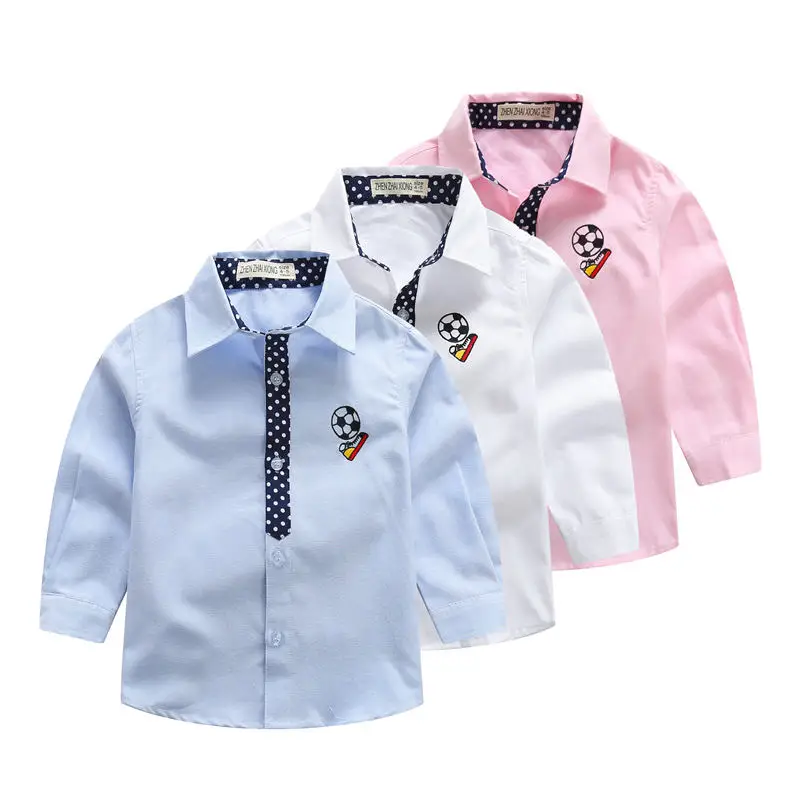 

Kids Boys Shirts Cotton White School Shirts for Teenage Boy Spring Autumn 3-12 Years Old Wedding Blouses Football Print Clothes