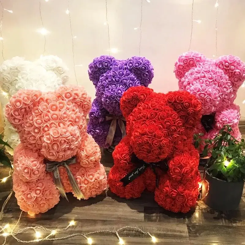 

Drop Shipping 40cm Red Teddy Bear Rose Flower Artificial Christmas Gifts for Women Valentine's Day Gift Plush Bear\Rabbit