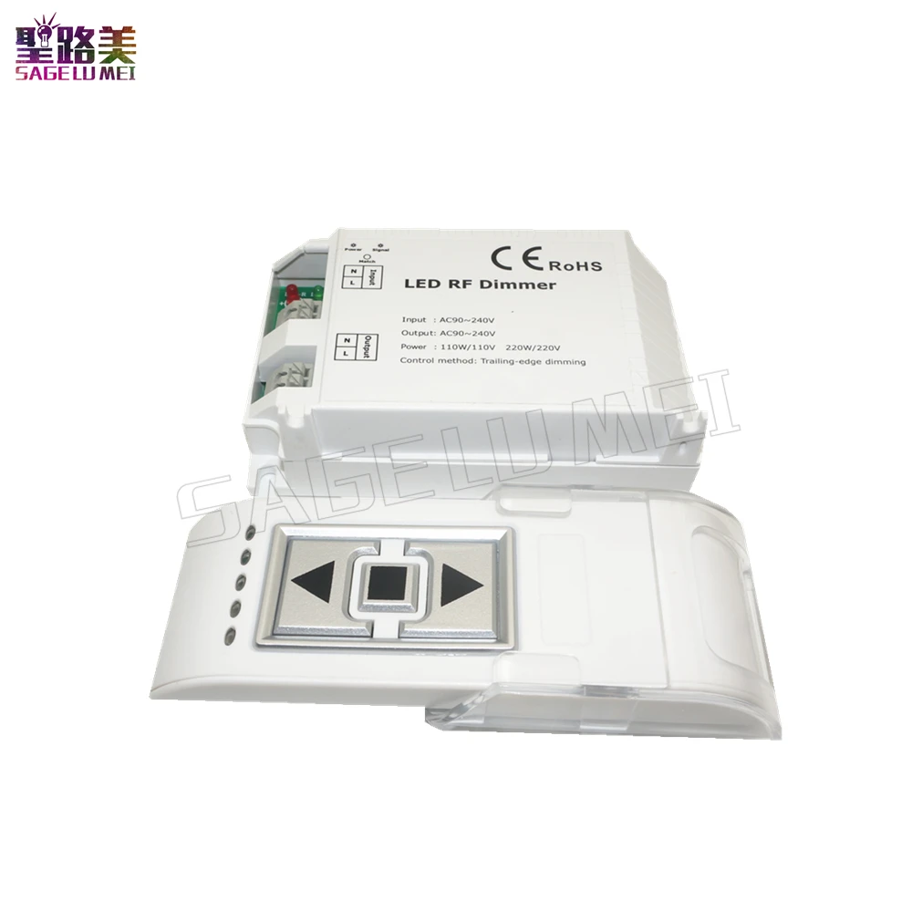 

High Voltage AC90V-240V DM014 LED RF Dimmer 1CH Trailing Edge Dimming 3Key with Remote LED RF Controller for single led lamp