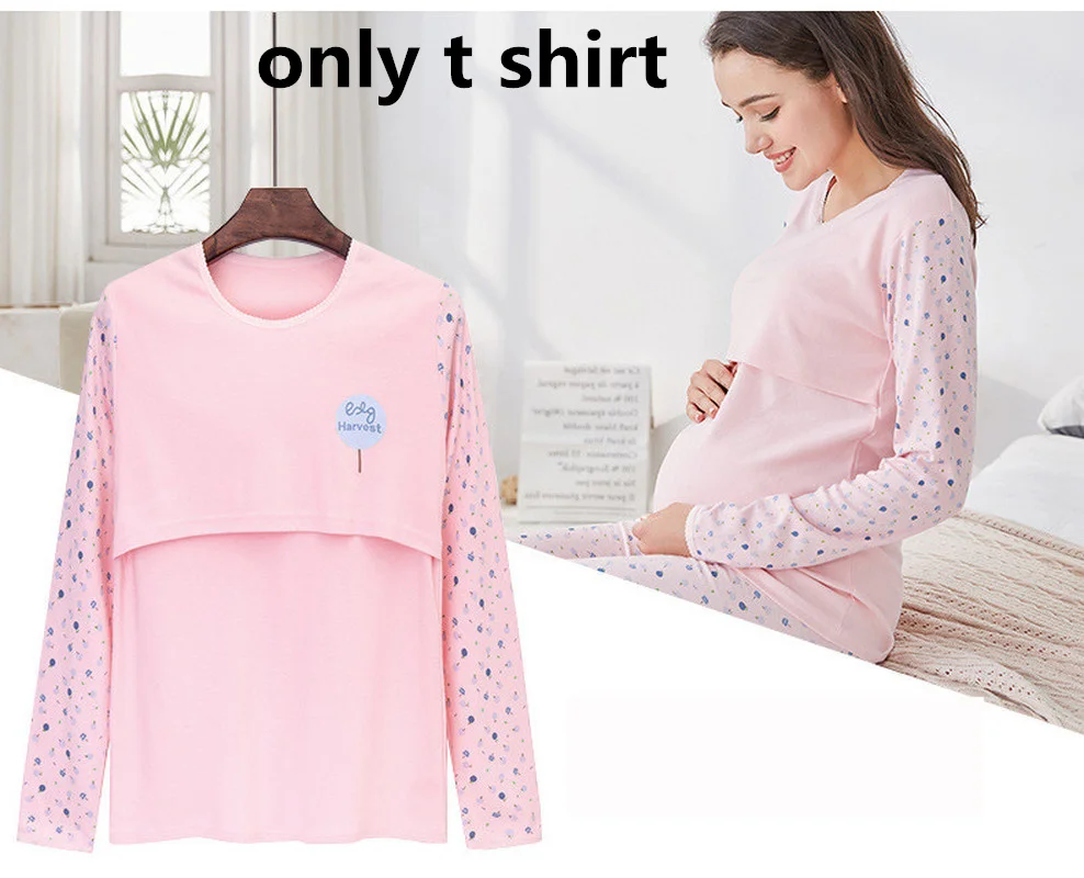 Teenster Maternity Clothes Longsleeve Nursing Top Autumn Spring Breastfeeding Undershirts for Pregnant Women Postpartum Feeding