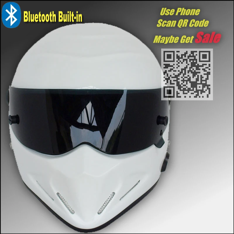 TopGear stig-белый шлем с Bluetooth встроенный/шлем Capacete Casco De с черный с козырьком С телефонным звонком Интерком мотор