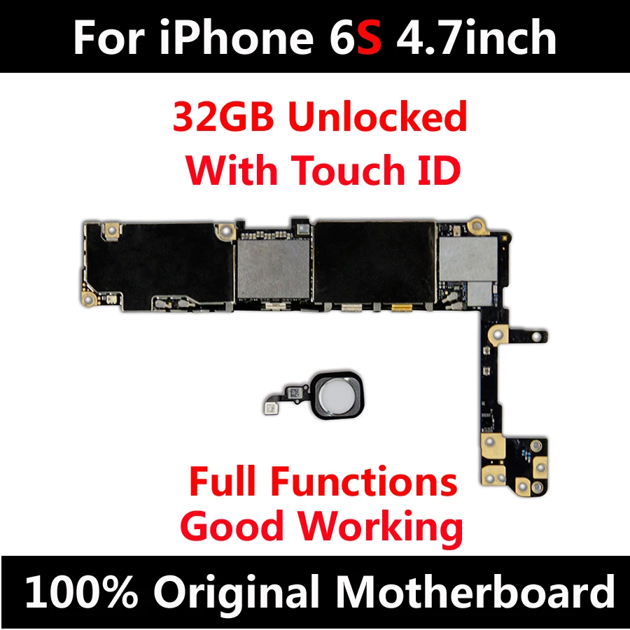 

New Arrival Factory Unlock Mainboard For iPhone 6S 4.7inch 32GB Original Motherboard With Touch ID IOS Update Support