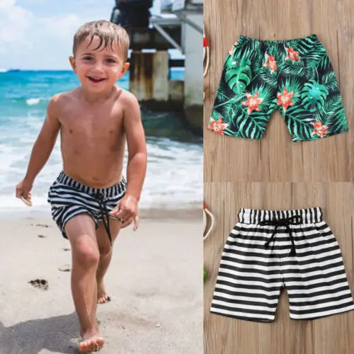 Модные повседневные летние пляжные шорты для маленьких мальчиков полосатый цветочный принт с эластичной резинкой на талии свободные шорты 1-6Y