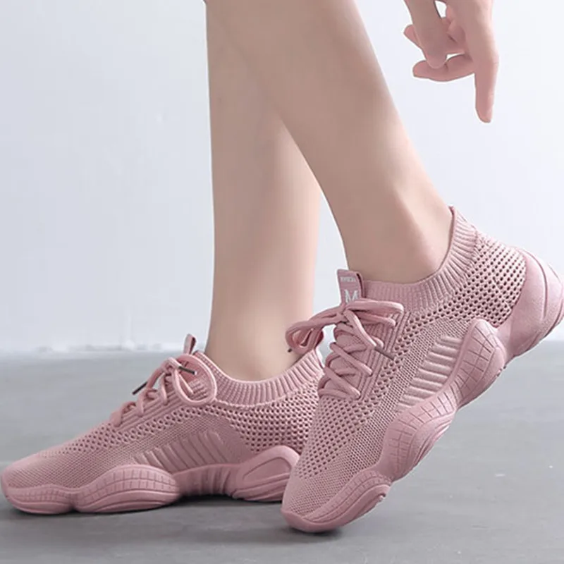 

Women's Sneakers Autumn Mesh Breathable Pink Woman Shoes Lace-up Lightweight Black Women Platform Shoes Size 35-40 QQ-168