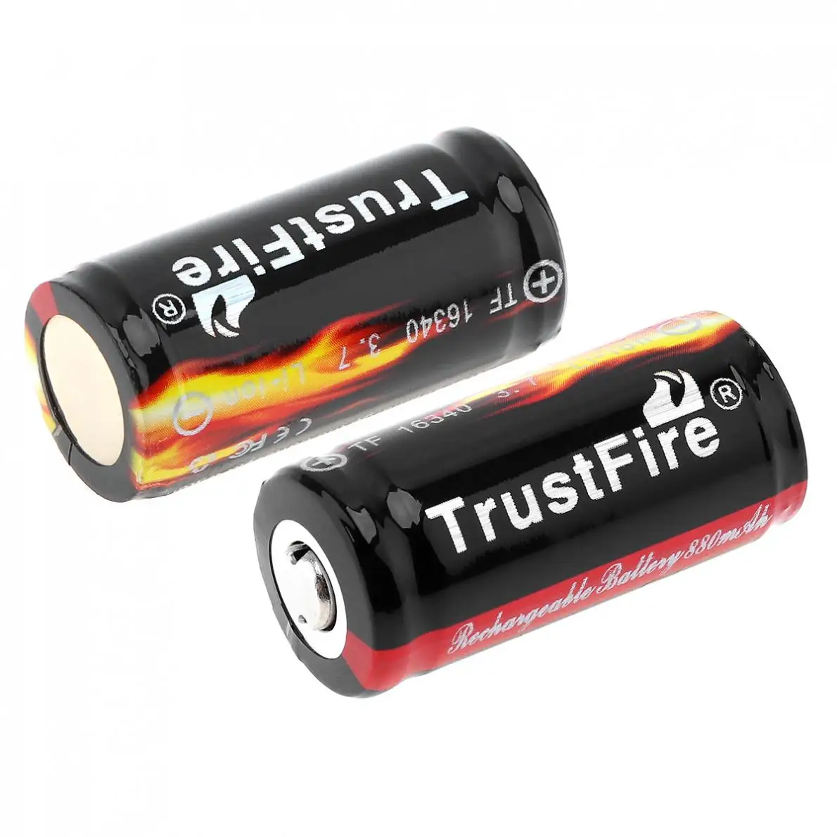TrustFire 2 шт. CR123A 3 7 в 880 мАч Защищенный Литий ионный 16340 перезаряжаемый аккумулятор