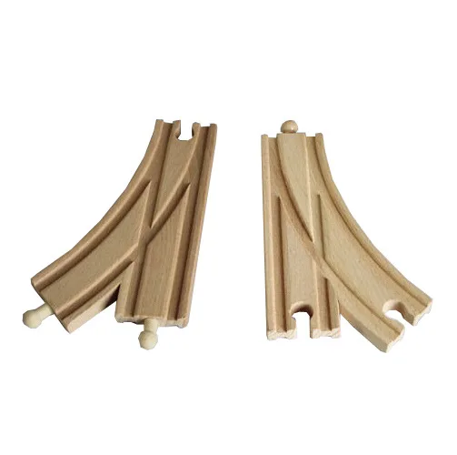 

EDWONE 2PCS Single Radian Bifurcated Track - Thomas Wooden Train Track Railway Accessories DIY Track Slot Gift for Kids
