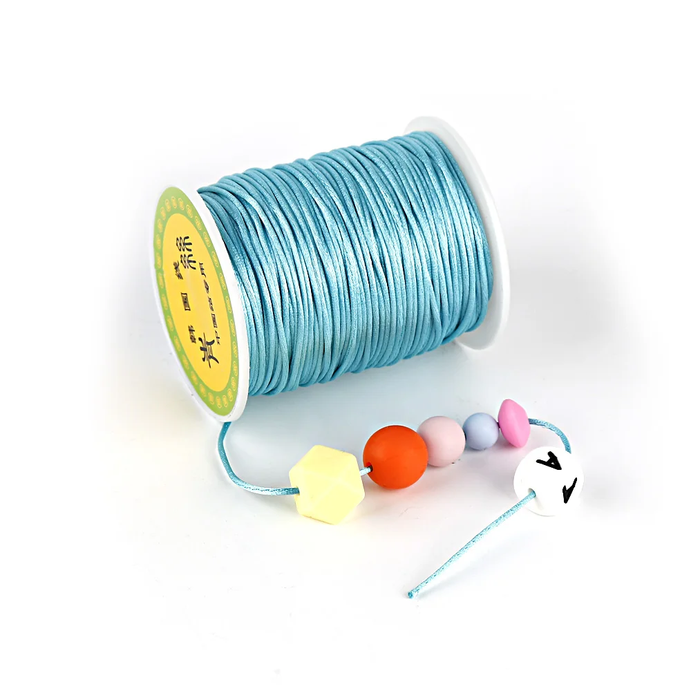 Teething Toys Silicone Teething Toys Baby Teething Toys Silicone Beads Silicone Teether Silicone Teething Beads Silicone Jewelry Accessories 80 meter Silicone Beads Craft Making Teether Chain Accessories 1.5mm Satin Silk Nylon Cord for DIY Teething Necklace