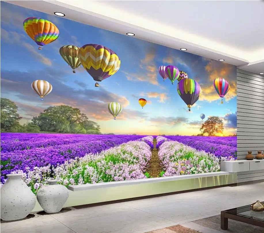 

3d wallpaper for room Sunset lavender flowers background wall photo wallpaper for walls mural 3d wallpaper