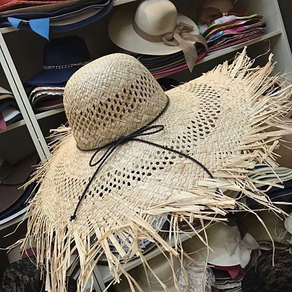 01902-axi, летняя пляжная шляпа ручной работы из рафии с козырьком, женская шляпа для отдыха