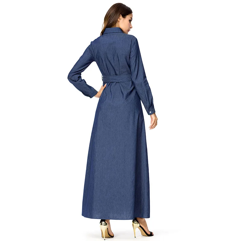 ShejoinSheenjoy Embroidery Denim Women Long Dress Turn-down Collar Long Sleeve Autumn Winter Dress Party Casual Ladies Dresses (8)
